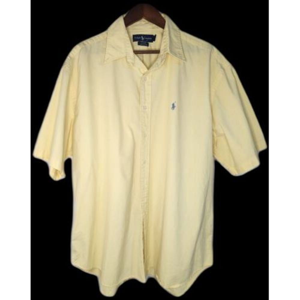 MENS‎ RALPH LAUREN YELLOW SHORT SLEEVE BUTTON DOWN SIZE L
